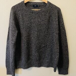 J Crew Men's Lambs Wool Crewneck Knit Sweater Gray/ Black Marled Size XL
